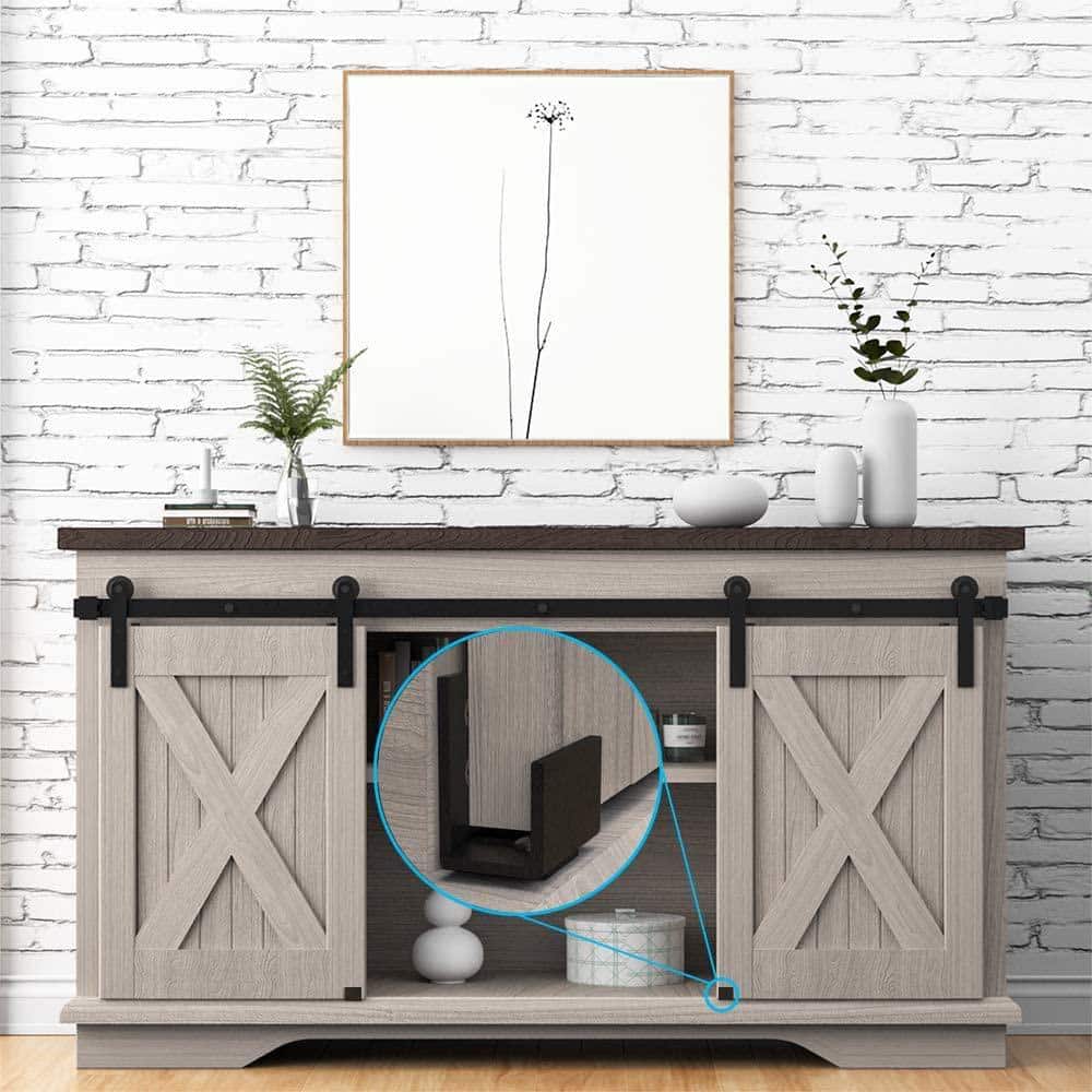 Adjustable Black Steel Wall Mount Sliding Barn Door Floor Guide