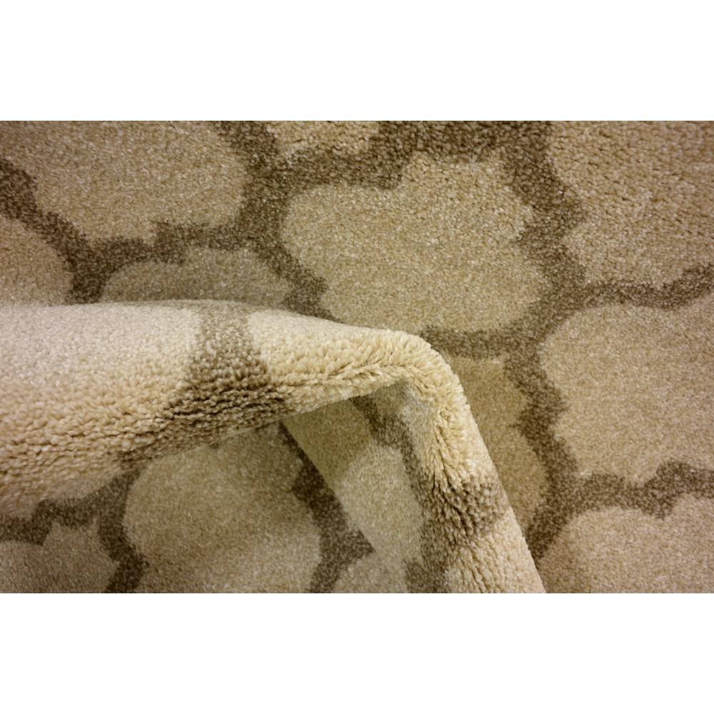Beige and Light Brown Trellis Synthetic Rectangular Area Rug