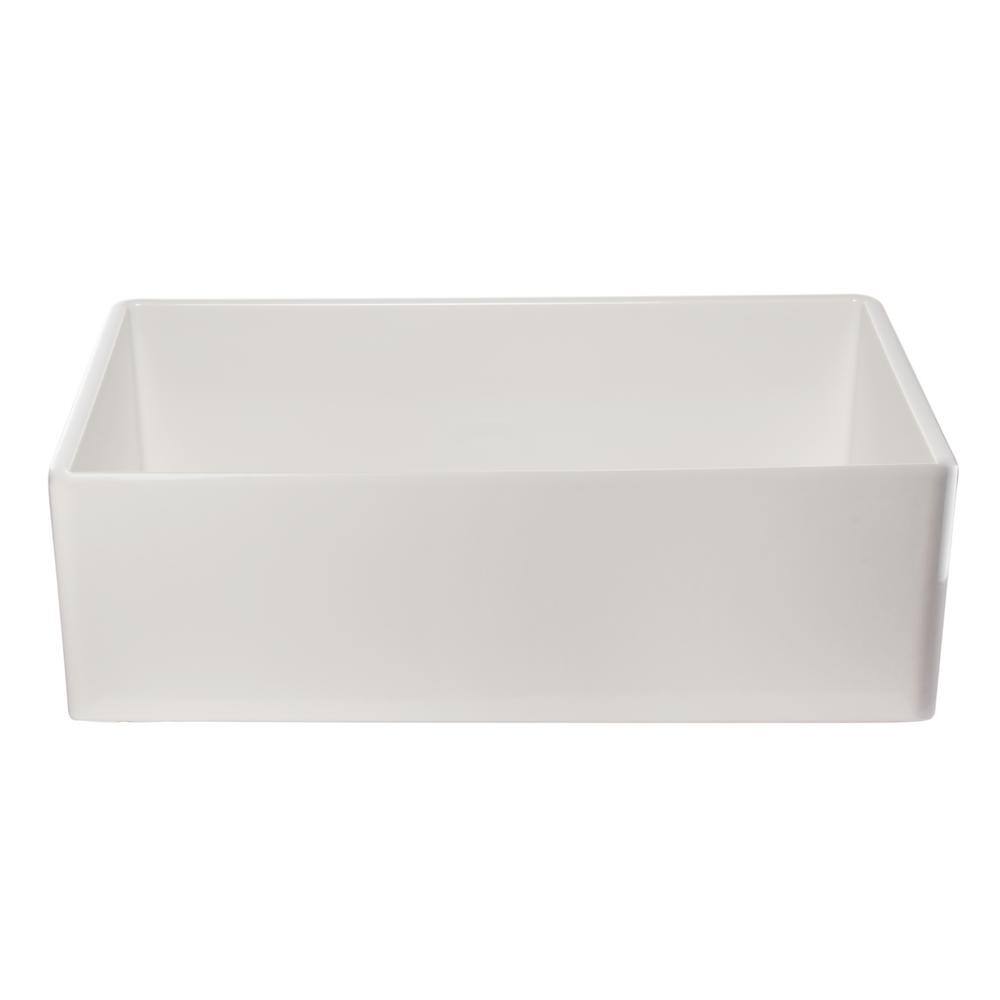 33'' White Fireclay Farmhouse Drop-In Single Bowl Sink