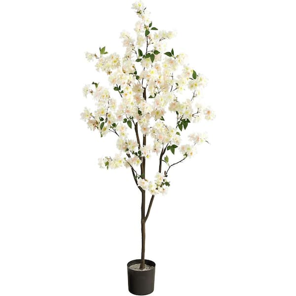 HOME IMPORTS EMPORIUM 6 ft. Artificial Cherry Blossom Tree in Black Pot, Artificial Indoor Home Decor Plant