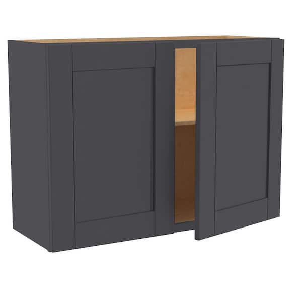 Home Decorators Collection Washington 33 in. W x 24 in. D x 24 in. H Assembled Plywood Wall Kitchen Cabinet in Valiant Onyx with Soft Close Doors