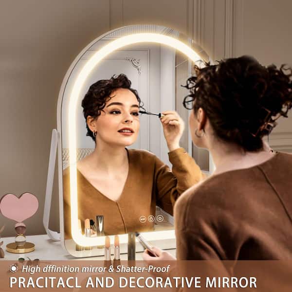 erkki round led metal dresser mirror 24" Led Round Mirror