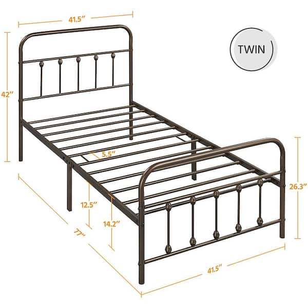 Smt Classic Metal Platform Bed Frame, Wrought Iron Twin Bed Headboard