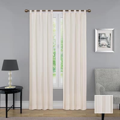 natural Solid Tab Top Room Darkening Curtain - 60 in. W x 63 in. L (Set of 2)