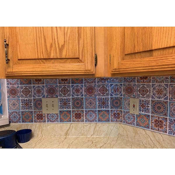 Morocco Blue 11.7 in. x 11.7 in. Vinyl Peel and Stick Tile Backsplash Wall Tile ( 9.5 sq. ft. /pack)
