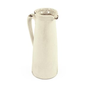 Distressed Crackle White Pitcher