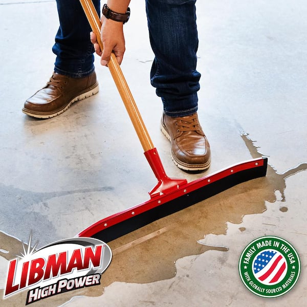 24 in. Curved Rubber Floor Squeegee with 60 in. Wood Handle (6-Pack)
