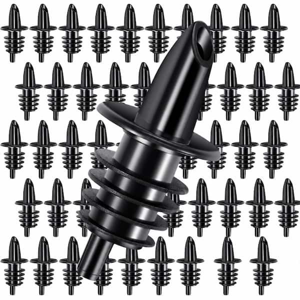 200-Piece Plastic Free Flow Pour Spouts for Liquor Bottles with O-Ring Seal, Black Bar Pourers Bottles,