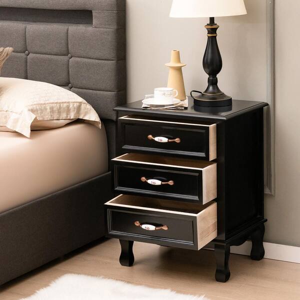 Gymax 2 pcs mirrored 3 drawers online nightstand bedside table mirrored bedside cabinet