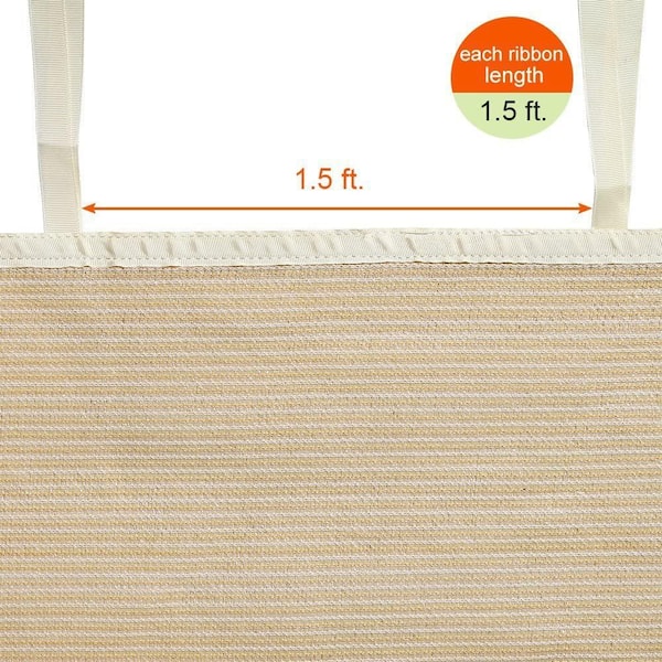 Wheat Shatex Shade Panel Block 90% of UV Rays with Ready-tie up Ribbon for Pergola Gazebo Porch 10 x 18