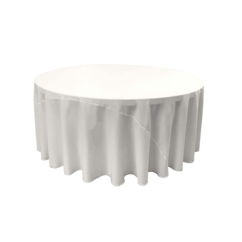 LA Linen Polyester Poplin Tablecloth 120-Inches Round, White