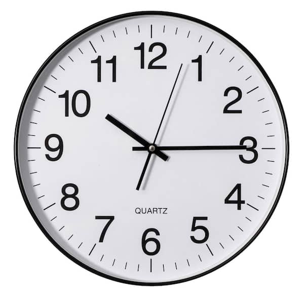 Black 14-In Analog Clock-Silent, Non-Ticking for Wall Battery-Operated, Perfect for Home Office, Farmhouse Kitchen