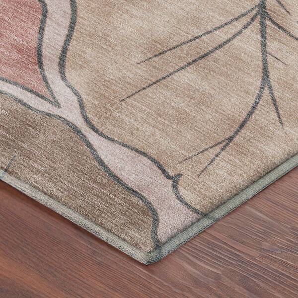 Mayfield Premium Machine Washable Abstract AMF2348 Blush 8 ft. x 8 ft. Round Rug