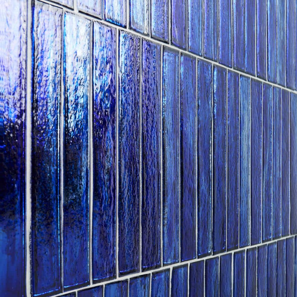 Apollo Brick Polished Blue Glass Subway Wall Tile