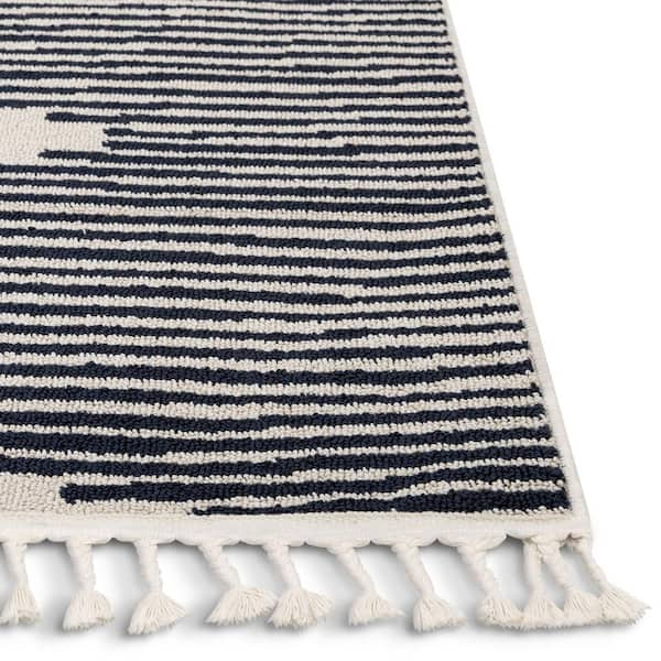 Cotton Navy & White Striped Rug 27.5 x 43 (Oversized 2'x3') – Nanta