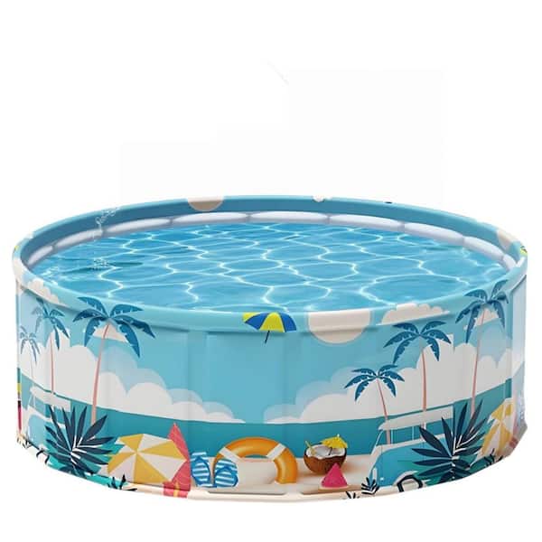 62.9x17.7in Foldable Hard Plastic Kiddie/Pet Pool with Anti-Slip, Collapsible Portable Bathtub for Indoor/Outdoor