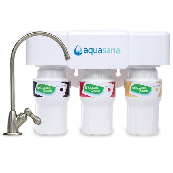 Aquasana 3-Stage under Counter Water Filtration System with Faucet in Brushed Nickel