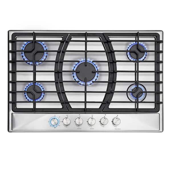 Trifecte 30 in. Gas Cooktop in Stainless Steel with 5 Burners and Timer including Power Burners