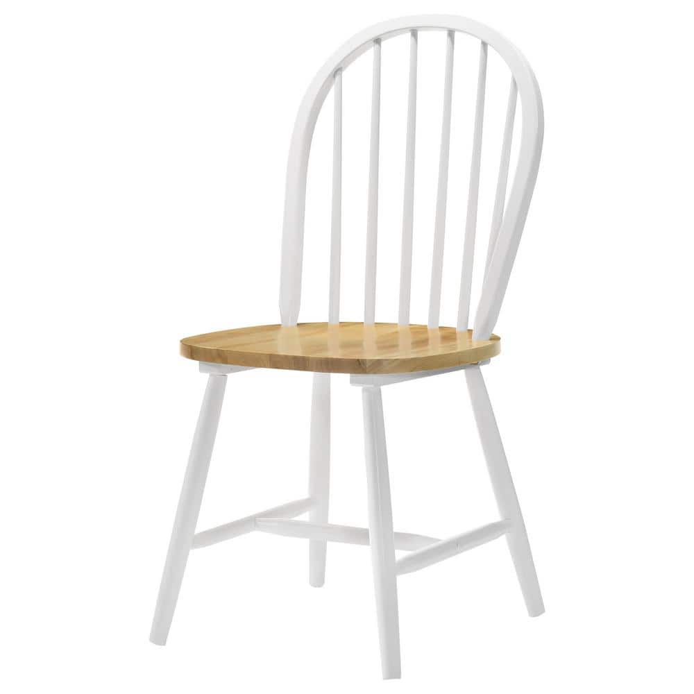 White and Natural Brown High Back Windsor Side Chair