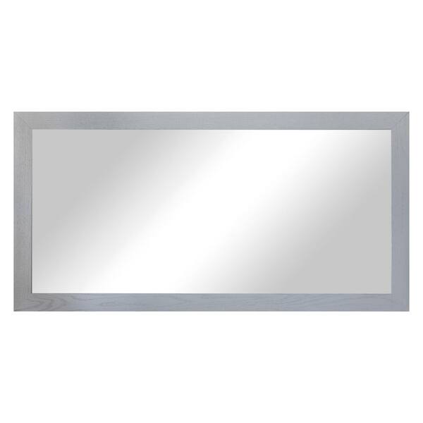 3 in Grey Frame (70 in. W x 33 in. H) Oak Hardwood Rectangle Wall Mirror