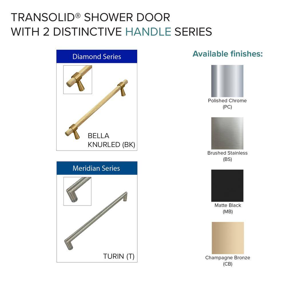 Elizabeth 54" x 76" Frameless Clear Glass Shower Door with Stainless Steel Finish