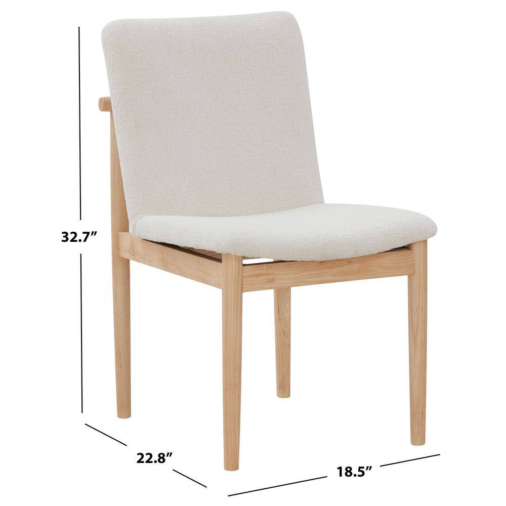 Abriella Cream Boucle Upholstered Side Chair with Natural Ash Wood Frame