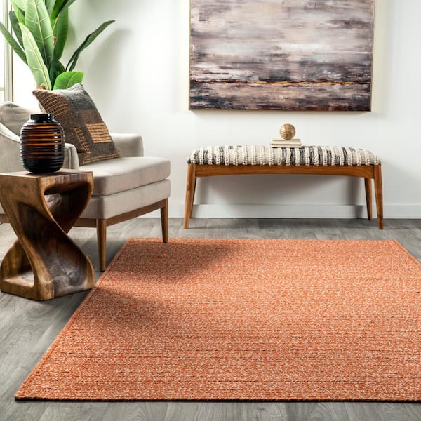 nuLOOM Orange 8 ft. x 10 ft. Elvira Casual Braided Cotton Area Rug