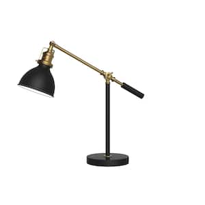 19.75 in. Matte Black and Antique Brass Industrial Balance Desk Lamp