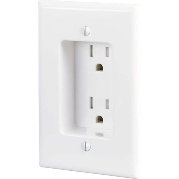 Eaton 15 Amp Tamper Resistant Recessed Duplex Receptacle with Side Wiring - White