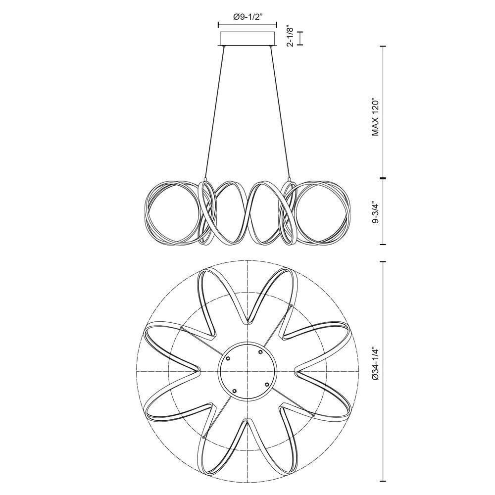 Synergy Black LED Chandelier with Soft Light Opal Lens