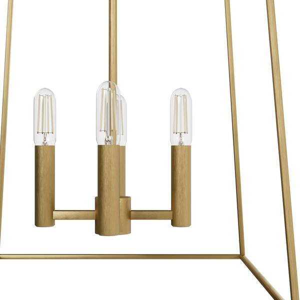 Hunter - Fair Oaks 60-Watt 4-Light Luxe Gold Lantern Pendant Light, No Bulbs Included