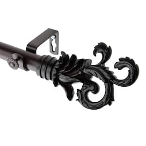 Plume 160 in. - 240 in. Adjustable 1 in. Dia Single Curtain Rod in Mahogany