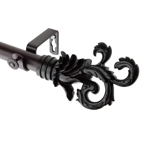 Rod Desyne Plume 160 in. - 240 in. Adjustable 1 in. Dia Single Curtain Rod in Mahogany