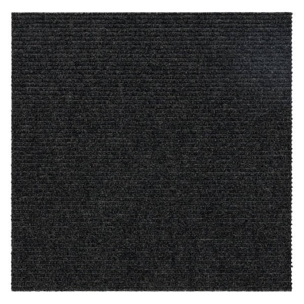 Foss Wide Wale Black Ice Rib Residential/Commercial 18 in. x 18 in. Peel and Stick Carpet Tile (10 Tiles/Case) (22.5 sq. ft.)