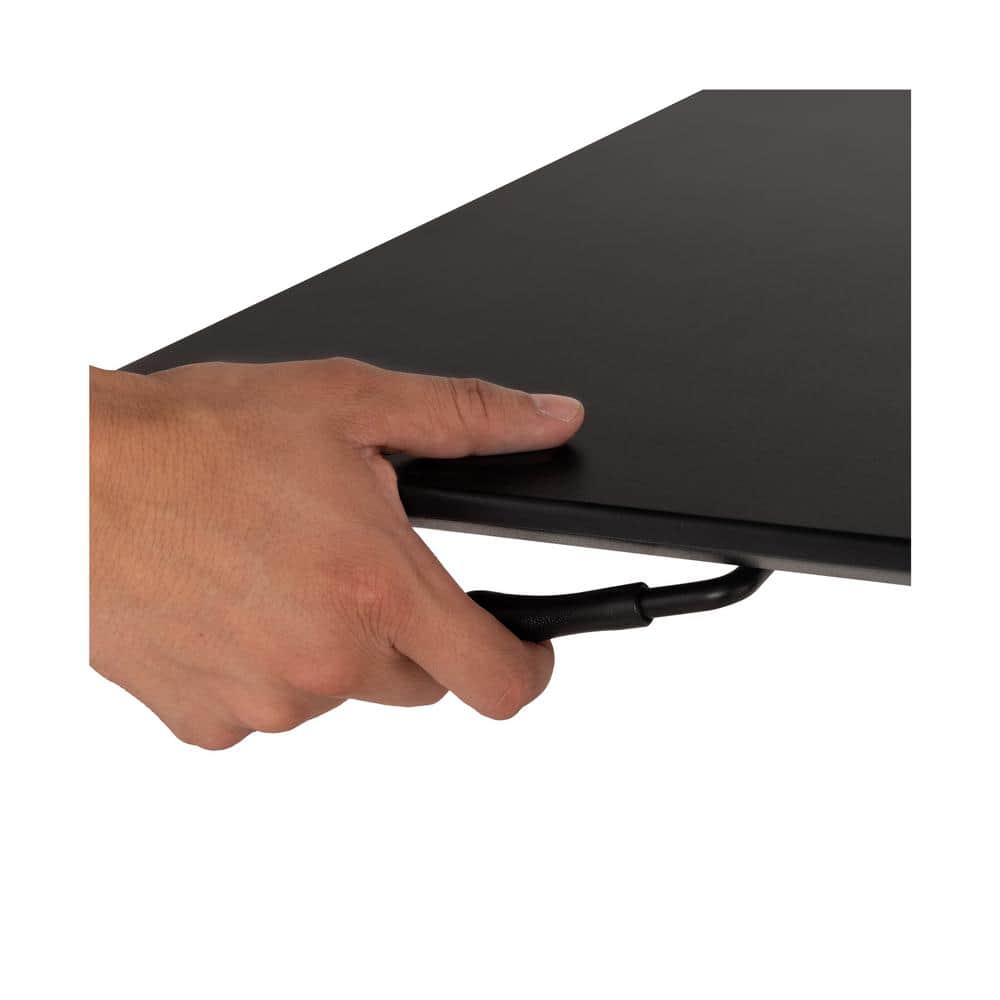 Black Adjustable Height Mobile Rolling Laptop Desk with MDF Top
