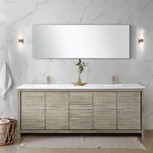 Lafarre 80 in W x 20 in D Rustic Acacia Double Bath Vanity, Cultured Marble Top, Rose Gold Faucet Set and 70 in Mirror