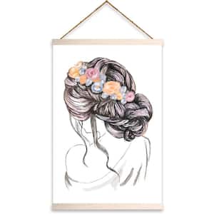 Grey and Pink Messy Bun Ilustration Wall Hanging