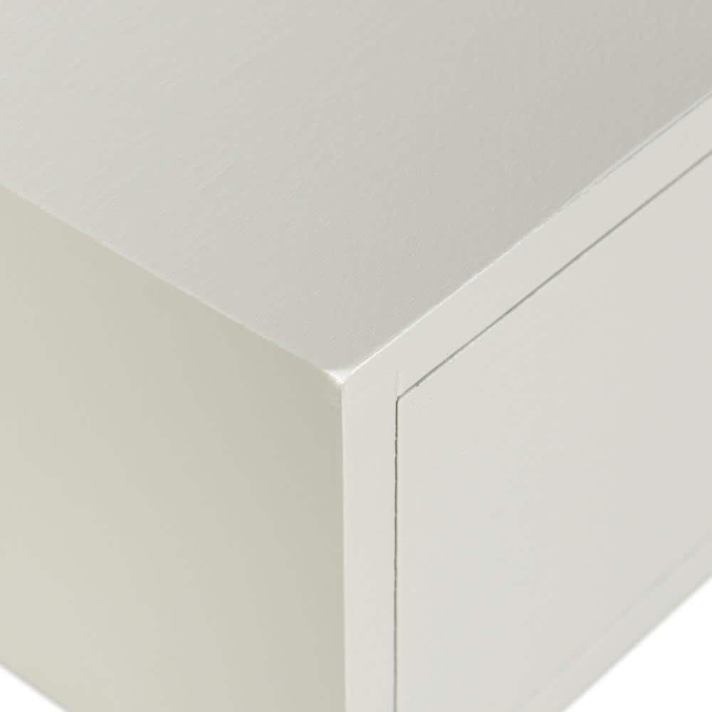 Arthur 17.75 in. Farmhouse White Rectangle Wood End Table with Storage