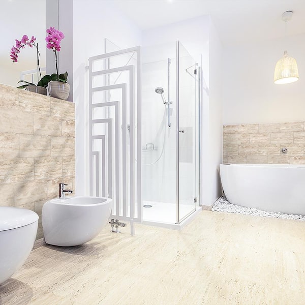Jeffrey Court Travertine Beige/Cream 6 in. x 12 in. Honed Travertine Wall and Floor Tile (1 sq. ft. / pack) Jeffrey Court Travertine Beige/Cream 6 in. x 12 in. Honed Travertine Wall and Floor Tile (1 sq. ft. / pack)