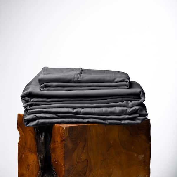 OLIVE + CRATE 4-Piece Charcoal Cooling Eucalyptus 100% Certified TENCEL Fiber Queen Size Deep Pocket Sheet Set