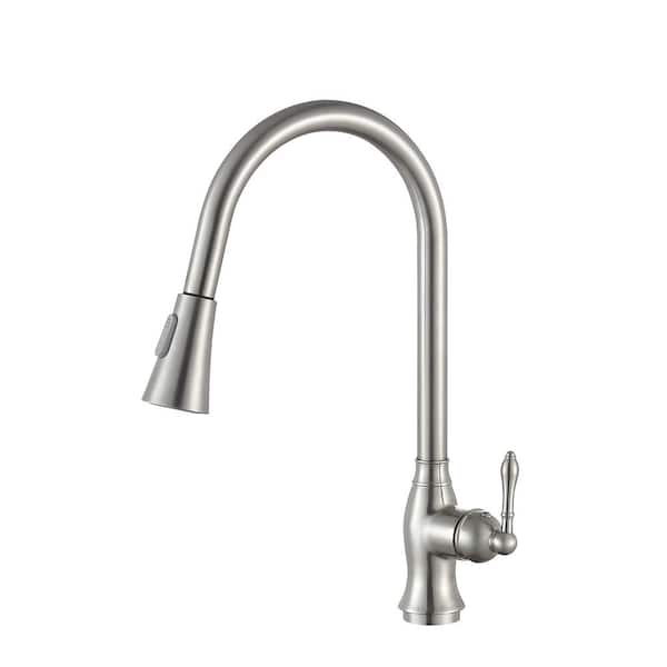 ANZZI Rodeo Single-Handle Pull-Out Sprayer Kitchen Faucet in Brushed Nickel