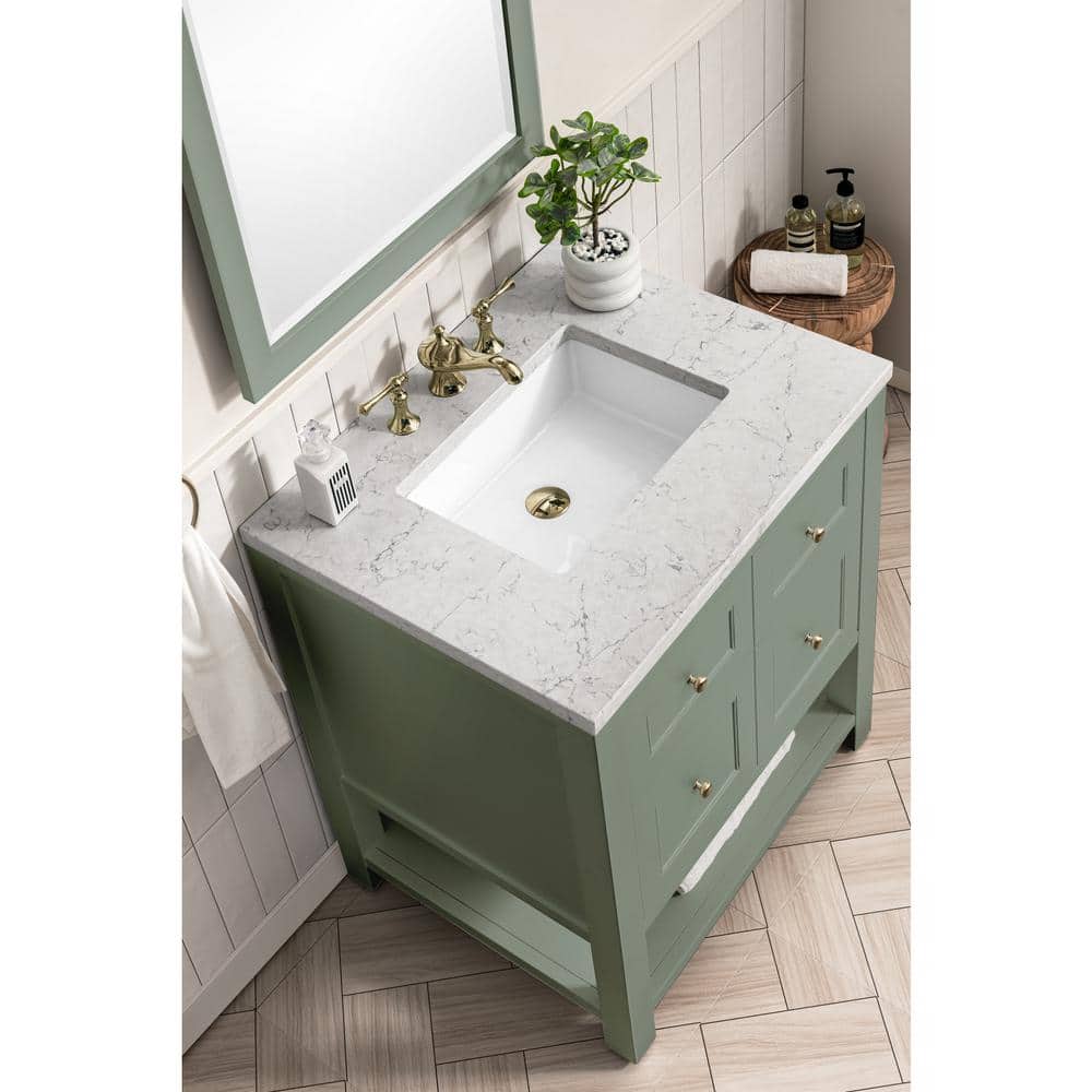 Smokey Celadon 30" Solid Wood Single Bathroom Vanity Base