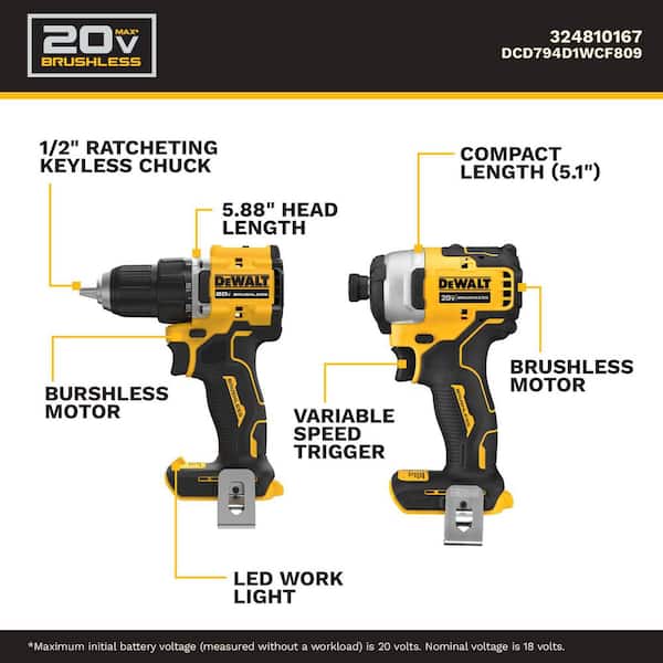 DEWALT ATOMIC 20V Lithium-Ion Cordless Compact 1/2 in. Drill