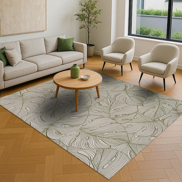Castille Palma Fern 5 ft. x 8 ft. Floral Indoor/Outdoor Area Rug