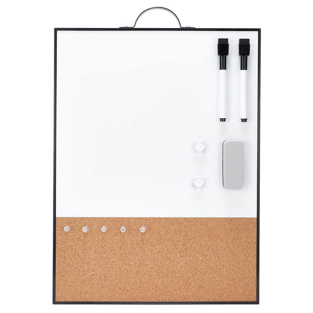 16 x 12 Rectangular Black Aluminum Framed Magnetic Dry Erase Board with Corkboard Portable for Office Home School price history on PriceWatchPro