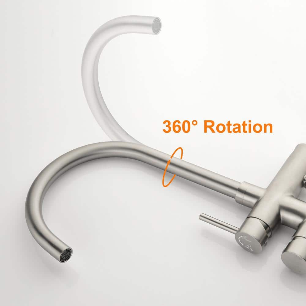 Brushed Nickel Freestanding Tub Filler with Hand Shower