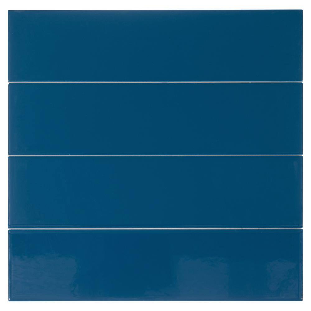 Galor-Nayim 3" x 12" Glossy Blue Ceramic Wall Tile
