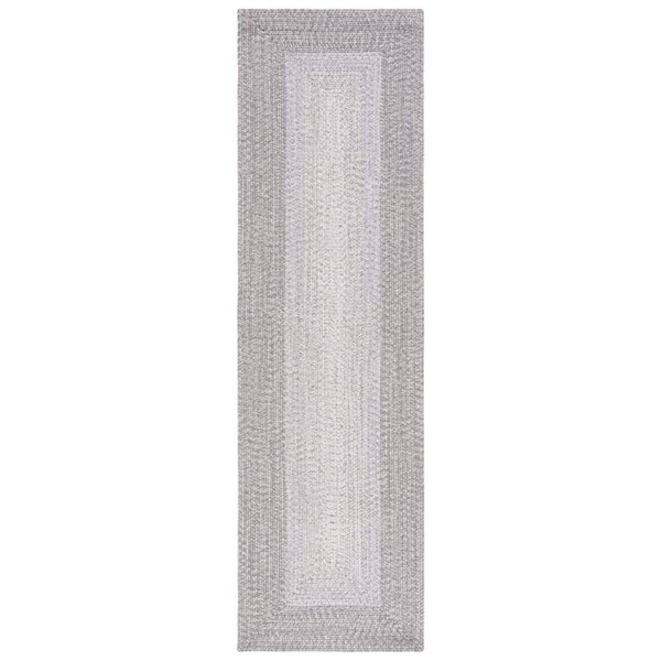 Braided Gray 2 ft. x 8 ft. Machine Washable Ombre Border Runner Rug
