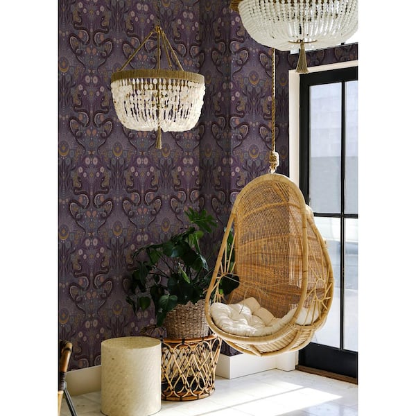 Mystic Serpent Plum Peel and Stick Wallpaper