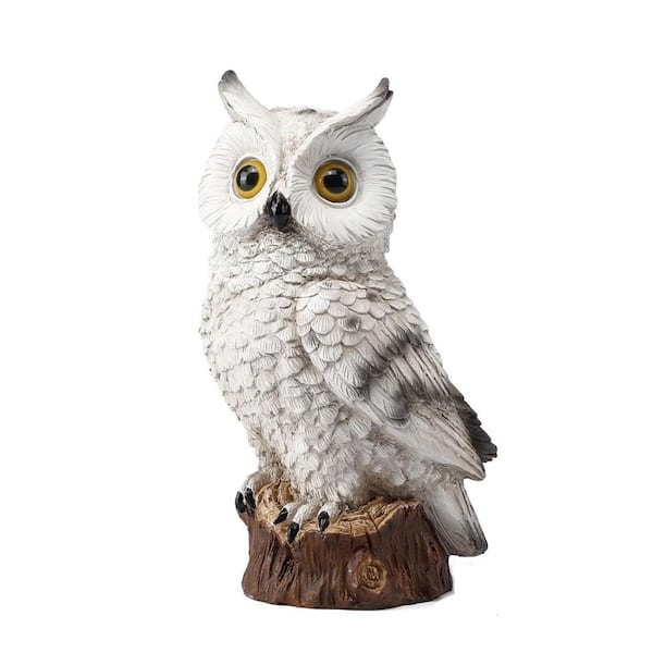 Solar White Resin Owl Garden Statues L0CDP2DN6L - The Home Depot